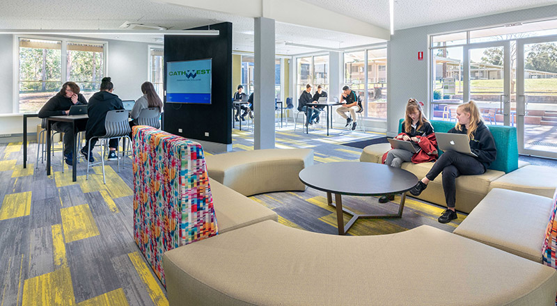 Students using the facilities available at CathWest Innovation College